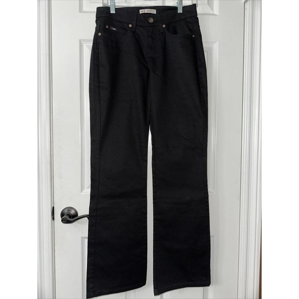 Lee Women's Size 4 Slender Secret Stretch Cotton Flat Front Pants Black NEW